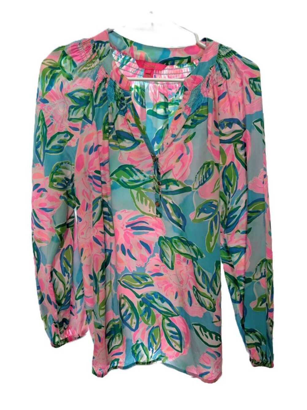 Lilly Pulitzer Silk Elsa Top Blouse Shirt in Totally Blossom Floral Size M